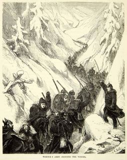   Engraving Franco Prussian War August Von Werder Army Crossing Vosges