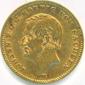 German State Saxony KM 1233 Gold Coin Frederick Augustus I 1872