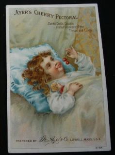 Ayers Cherry Pectoral Victorian Advertising Trade Card Little Girl 