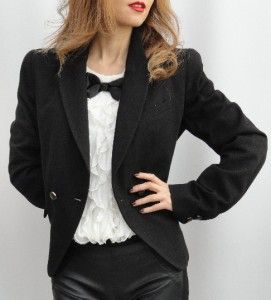 BN Vanessa Bruno Black Blazer Wool /Cotton Woven Jacket UK10  12 
