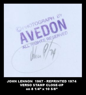Richard Avedon Orig 1967 John Lennon 8 x 10 Photograph