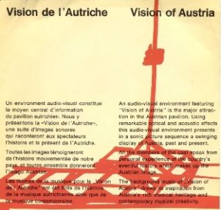 Expo 67 Vision of Austria 45 Record; RARE findavailable at Austrian 