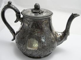 Antique 1800’S JA Babcock & Co Silver Plated Teapot Acorn Lid