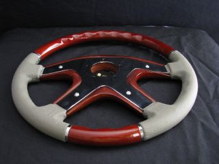 New 15 Gray Leather Wood Grain Steering Wheel