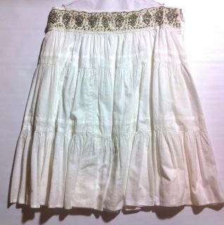 Designer BCBG MAX AZARIA White Skirt With Beads Sequins Sz S 