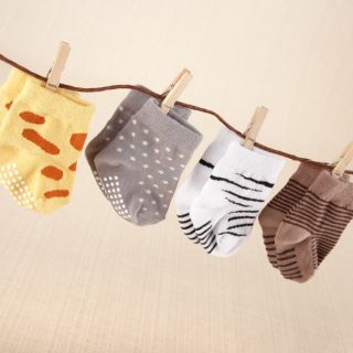 Sock Safari Four Pair Animal Themed Sock Set Baby Shower Favors