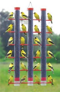 Finch 3 Tube Red Bird Feeder 36 Seed Ports Finches New