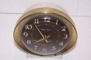 Vintage Westclox Alarm Clock Baby Ben Desk Shelf Brown Dial Metal 