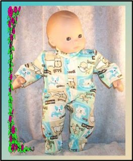 Doll Clothes 14 16 American Girl Bitty Baby Sleeper Pajamas Footed 