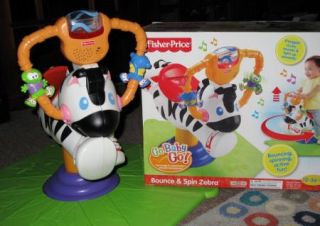 Fisher Price Go Baby Go Bounce Spin Zebra Jumping Bouncer Riding Horse 