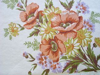 Vintage Autumn Floral Printed Linen Tablecloth Rectangle Beautiful 