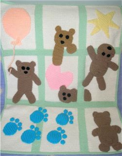 New Hand Croched Baby Mat with Funny Bears