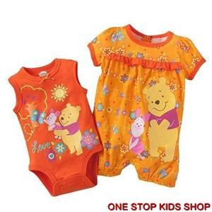 POOH & PIGLET Baby Girls 3 6 9 Months Romper OUTFIT Set Creeper 