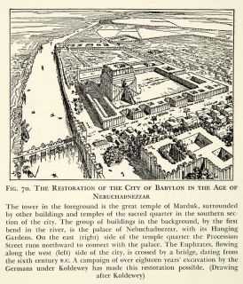 1938 Print Restoration City Babylon Nebuchadnezzar Temple Marduk 