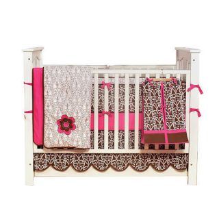 Bacati Damask Pink Chocolate 10 Piece Crib Bedding Set