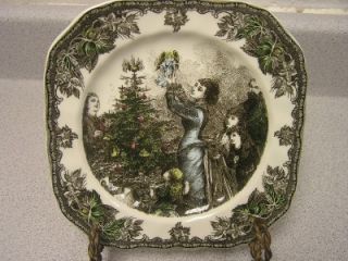   Friendly Village Christmas Small Square Salad Plate Johnson Brothers