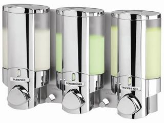 New Aviva III Triple Soap Shampoo Dispenser Chrome