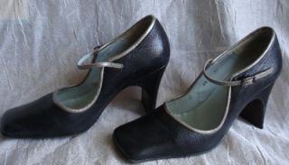 audley navy silver trim mary janes funky shoes 6 b