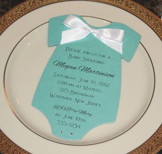 Baby Shower Invitation Onesie Tiffany Blue and Other Colors Available 