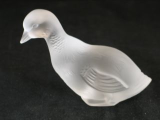 BACCARAT FRANCE ART GLASS CRYSTAL FROSTED DUCK FIGURINE PAPERWEIGHT 