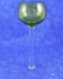 Baccarat Green Colored Crystal Tall Hock Wine Glass