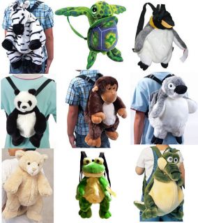 Stuffed Animal Plush Doll Kids Toddler Backpack Bag Frog Monkey Panda 