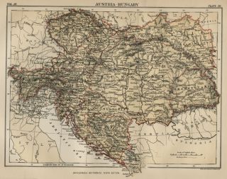 Austria Hungary Austro Hungarian Monarchy Authentic 1889 Map Detailed 