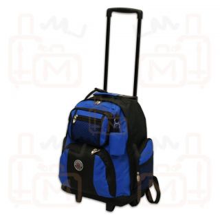 New Roomy 18 Rolling Wheeled Backpack Bookbag Royal Blue