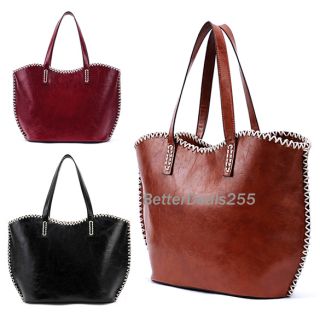 Western Pattern Plaited Side PU Leather Tote Bag Shoulder Bag Womens 