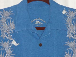 Tommy Bahama Golf Hawaiian Camp Linen Embroidered Shirt size M