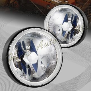 Round Chrome Reflector Clear Lens Driving Bumper Fog Light Lamps
