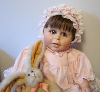   DeHetre artist Doll Punkin lifelike baby Doll Signed & No. Bunny Love