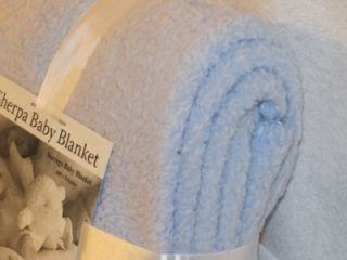 This super soft, light blue sherpa blanket by Borrego feels and looks 