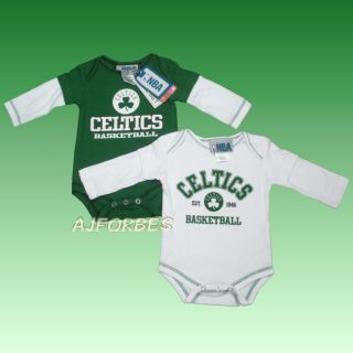 Boston Celtics Infant Baby 2 Pak Creeper Onesie Outfit Set