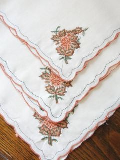FINE LINEN 12 pc Placemats Napkins Autumn Leaves Embroidered