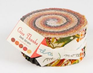   Deb Strain Give Thanks Quilt Fabric Jelly Roll 2.5 Strips Autumn Fall