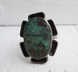  Mexican Sterling Silver Chrysocolla Ring Signed Los Ballesteros