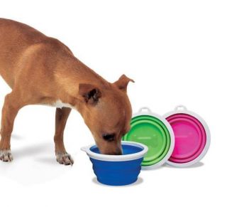 Dog Travel Bowl Silicone Collapsible Portable Food Water Dish 1 Cup 