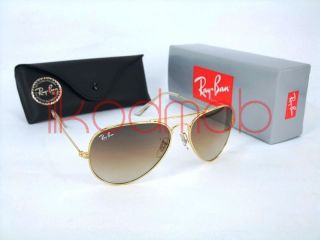 RAY BAN AVIATOR 3025 GOLD Frame Brown Gradient Smokey Sunglasses