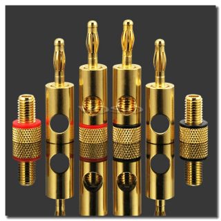   E4 Gold Plated Audio Speaker Wire Cable 4mm Banana Plug Connector US