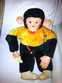 Vintage Rubber Face Monkey with Banana Stuffed Animal Toy