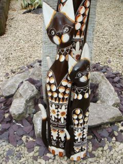 Stunning Set of 3 Wooden Cats 100 80 60cm Various Style