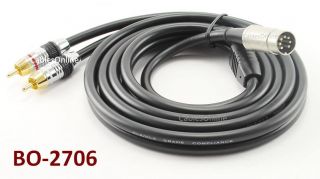 6ft Bang Olufsen 7pin DIN Plug to 2RCA Plug Premium Grade Audio Cable 