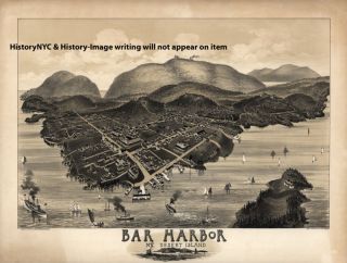 1886 Bar Harbor Desert Island Maine Panoramic Map