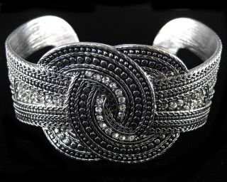   Crystal Metal Art Bangle Cuff Bracelet Costume Jewelry 1 25W