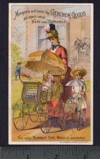 1800s Baby Carriage Gendron Rubber Wheel Doll Victorian Advertising 
