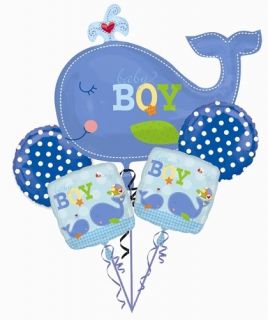 Ahoy Baby Balloon Bouquet Its A Boy Whale Balloon Ocean Preppy Baby 