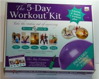   The 5 Day Workout Kit Exercise Set with Book DVD Fitness Ball