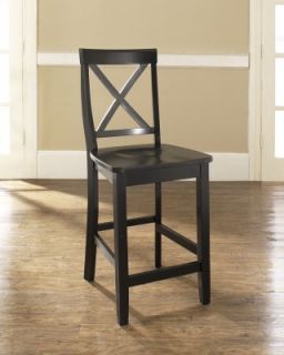 Crosley Furniture x Back Bar Stool in Black Finish with 24 inch Seat 