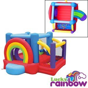 Lucky Rainbow Inflatable Bouncer Ball Pit Slide Blower Carrying Case 